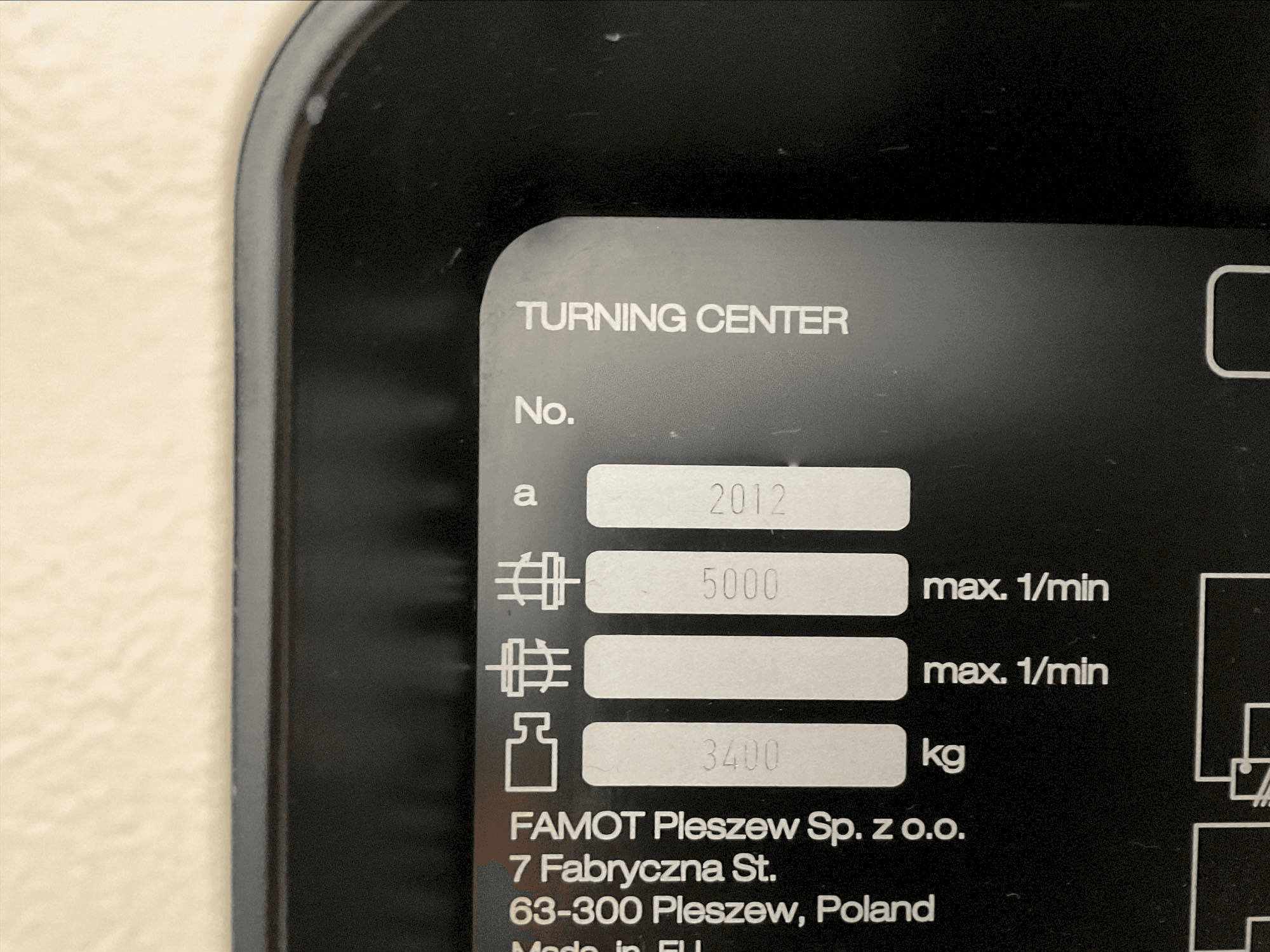 Tabliczka znamionowa maszyny DMG MORI CTX 310 ecoline