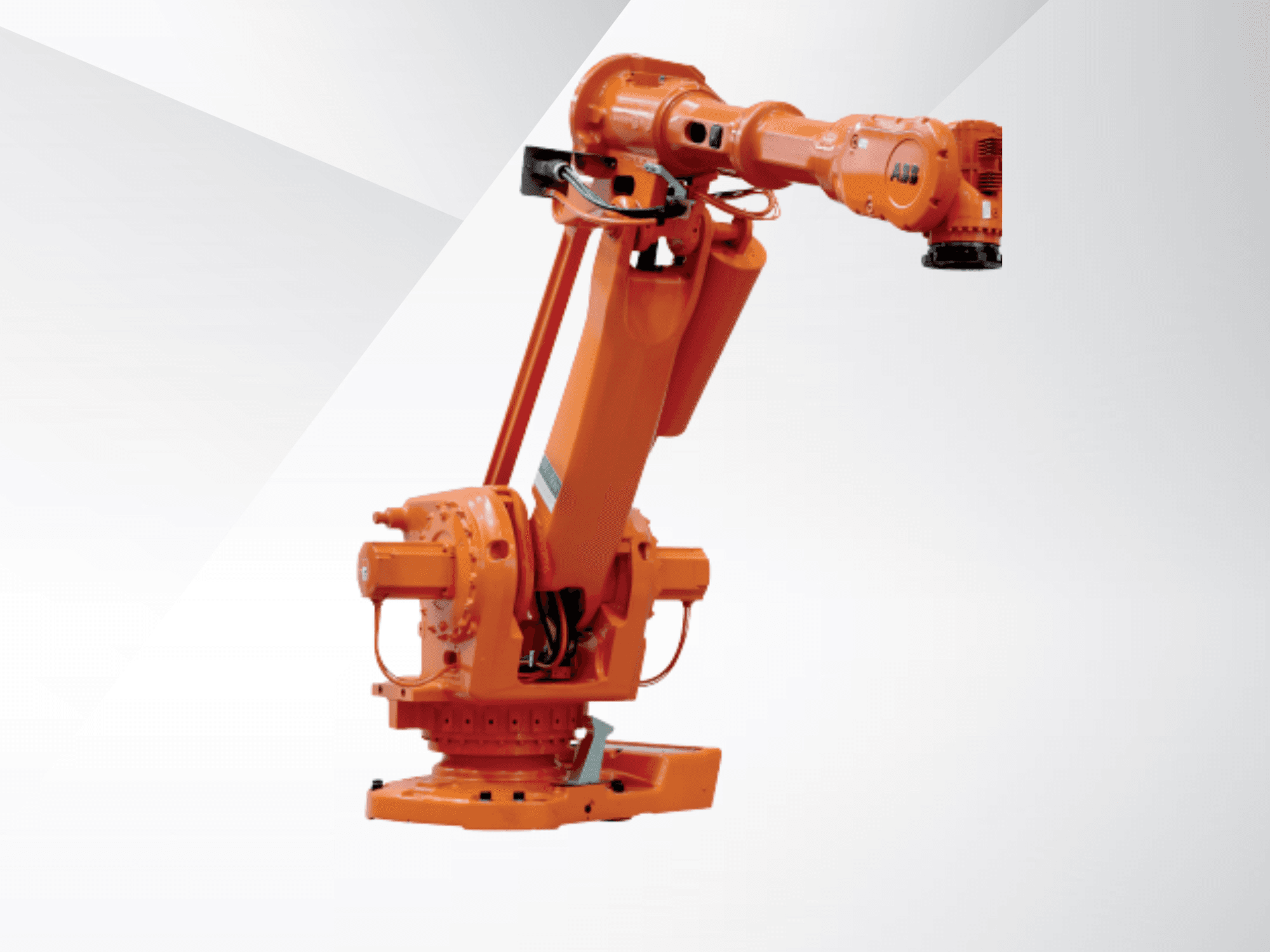 Ramię robota ABB IRB 6650S-90/3.9 w kolorze pomarańczowym, widok z boku, przedstawiające przeguby i podstawę przeznaczone do automatyki przemysłowej.