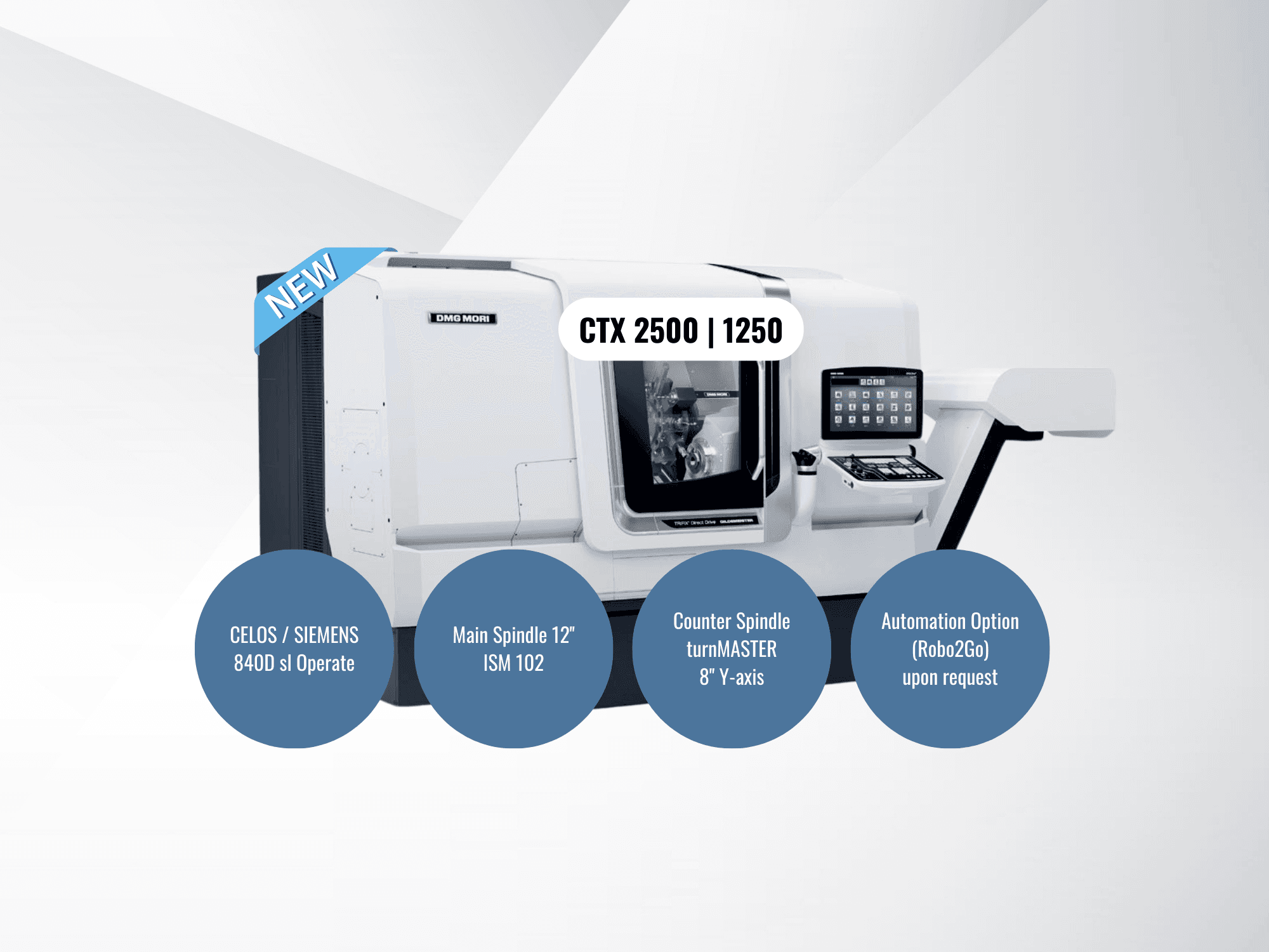Widok z przodu maszyny DMG MORI CTX 2500/1250